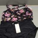 Women's High Waisted Bikini Sets Sporty Scoop Neck Cross Back Bathing Suit Two Piece Swimsuits for Women (Large, Bigflowerblack)