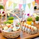 Beeveer 60 Pcs Pastel Easter Speckled Eggs 2.4 in Plastic Speckled Eggs with Pulp Cartons Vase Filler Bowl Basket for DIY Spring Easter Rustic Decor DIY Game Kitchen Craft Adornment(Classic Colors)