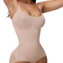 SHAPSHE Shapewear Bodysuits for Women Tummy Control Body Shaper Seamless Sculpting Snatched Low Back Waist Body Suit (Small, Tan)