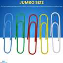 1InTheOffice Jumbo Paper Clip, Vinyl Coated Smooth Large Paper Clips "500 Pieces" (Assorted Brights)