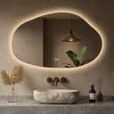 Keonjinn Irregular Bathroom Mirror with Lights 48" x 30", Tempered Glass