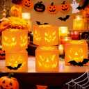 20 PCS Halloween Pumpkin Boxes with Lights - Orange Light Boxes Pumpkin Grimace Patterns for Indoor Outdoor Halloween Decorations