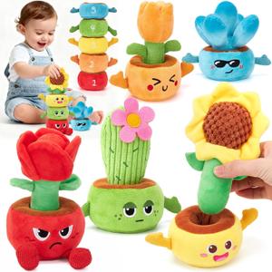 hahaland Montessori Toys for 1 Year Old, Plush Flower Garden Stacking & Sorting Toy for Toddlers 1-3, Color Matching Sensory Toy for Fine Motor Skills, Easter Basket Stuffers for Baby Boys Girls