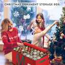 WDZREE Large Christmas Ornament Storage Box,4 Tier Holds Up to 128 Holiday Ornaments 3-Inch, Xmas Decorations Accessories Bag with Dual Zipper Closure,Made of Durable 600D Oxford Fabric (Red)