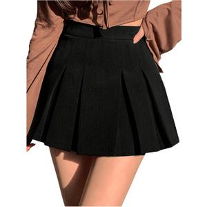 SOLY HUX Women's Pleated Skirt High Waisted A Line Casual Mini Skirts (Medium)