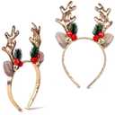 2Pcs Christmas Headband Deer Antlers Hairband Xmas Hair Hoop Holiday Festival Gift for Women