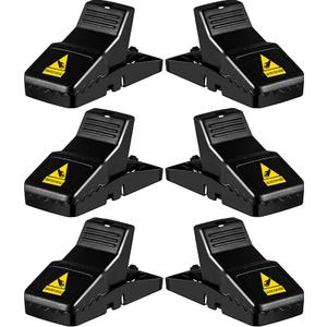 Feeke Rat Trap, Large Mouse Traps, Mouse Traps Indoor for Home, Instant Kill Traps for Mouse Rat Chipmunk, Quick Set Up and Reusable - 6 Pack, Black