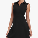 MoFiz Women's Black Sleeveless V-Neck Mini Dress with Shorts - Casual Golf Tennis Dress - Medium