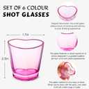 6 x ZZYFGH 6 Pack Colorful Shot Glasses, 1.5 oz Heavy Base Shot Glasses Set, Heart Shaped Shot Glasses Set, Tequila Cups Small Glass, Shot Glasses for Whiskey, Vodka, Spirits & Liquors, Mother's Day Decor
