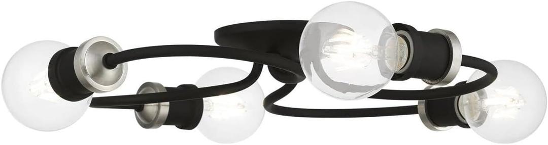 Livex Lighting, 46384-04, Bromley, Large Flush Mount, Black with Brushed Nickel Accents