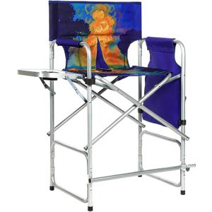 Makeup Chair 41'', Director Chair 600 lbs Portable, Makeup Chair for Makeup Artist with Table, Cup Holder, Storage Bag & Footrest