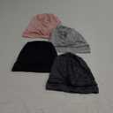 Geyoga 4 Pcs Women Slouchy Beanie Flower Chemo Hats Turban Headwear for Cancer Caps Soft Headcovers Head wrap (Navy, Dark Gray, Light Gray, Pink)