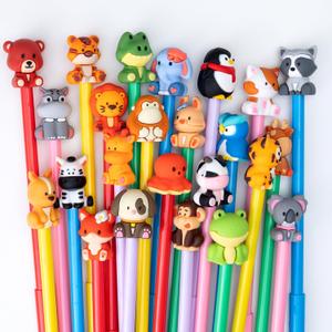 24Pcs Cute Safari Animals Cartoon Gel Black Ink Pens,Random Kawaii Writing Pens,Assorted Styles Pens for School Office Home Student Kids Present (48)