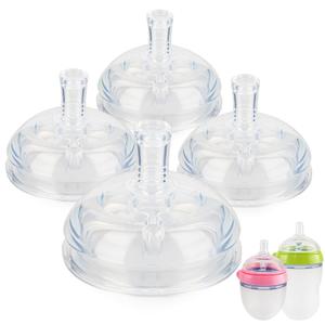 Sippy Straw Cup Nipples for Comotomo Baby Bottles,Food Grade Silicone Straw TopVariable Flow Soft Nipple6m+,4-Count