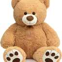 HollyHOME Teddy Bear Stuffed Animal Plush Giant Teddy Bears with Footprints Big Bear 36 inch Tan