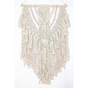 BMIDRUT Macrame Woven Wall Hanging Tapestry Boho Wall Art Handmade Macrame Tapestry for Wedding Bedroom Living Room Background Wall 17x30 Inch (Beige)