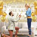 Gold Engagement Party Decorations White Gold Engagement Banner Backdrop He Asked She Said Yes Banner Decorations Wedding Just Engaged Backdrop for Wedding Happy Engagd Party Favors
