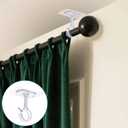 6 Pack Curtain Rod Brackets, No Drill Curtain Rod Holder, Self Adhesive Curtain Rod Holders, Heavy Duty Stick Ceiling Curtain Rod Brackets for Home, Renter, Kitchen, Bedroom, No Wall Damage