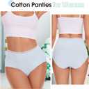 High Waisted Cotton Underwear for Women Lace Full Coverage Panties Soft Stretch Ladies Briefs (Multipack) (Large, Black,gray,dark Blue,light Blue)