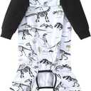 Dogs Cotton Pajamas with White Dinosaur Pattern Onesie Jumpsuit for Large Dog Full Coverage Sleeper Pets Shirts pjs(3XL，White)