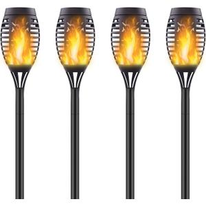 4 Pack Upgraded Solar Lights Outdoor, Mini Solar Torch Light with Flickering Flames, Waterproof Landscape Decoration Dancing Flame Lighting for Garden Pathway Yard
