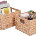 Large Wicker Basket Set of 2 Woven Baskets for Shelves Gift Baskets Empty Wicker Storage Organizing with Built-in Handles 2-Pack Nesting Woven Basket 11.8*11.8*7.1INCH
