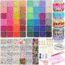 YMSDZHL 17000+PCS Clay Beads Bracelet Making Kit,48 Color DIY Flat Preppy Beads for Friendship Jewelry Making,Polymer Heishi Beads with Charms Gifts for Teen Girls Crafts for Ages 4-12