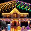 Solar Icicle Lights for Outside25+5M 800 Christmas Icicle Lights 8 Mode Outdoor Waterproof Decorative String Lights Suitable for Christmas eave roof Decorations (Warm Colorful)