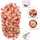 HyeFlora Artificial Fake Fall Hanging Flowers for Outdoor Decor, 2PCS Faux Silk Morning Glory Hanging Plants Mums Vine for Home Garden Wall Party Indoor Outside Decoration (Fall Orange+Light Orange)