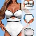 HXN Women's One Piece Swimsuit Tummy Control Bathing Suit Color Block Cutout Slimming Swim Suit Swimwear 2025 (White, M)