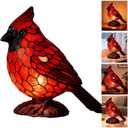 Vintage Bird Lamp - Resin Red Cardinal Night Light for Christmas Decor, Charming Red Bird Tabletop Ornament & Unique Birds Gift, for Christmas Home Art Decor