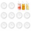 10 Pcs Acrylic Lids for 16 oz/20 oz Glass Cups，Reusable Plastic Replacement Bamboo Lids for Coffee Mugs Beer Can Glasses(Transparent)