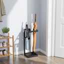 Umbrella Stand, Steel Umbrella Holder Rack with Small Shelf, for Entryway, Office, 4 Hooks, Black