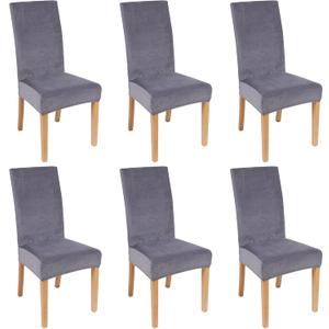 Smiry Velvet Stretch Dining Room Chair Covers Set of 6, Soft Removable Washable Chair Slipcovers Kitchen Parsons Chair Protector, Silver Grey