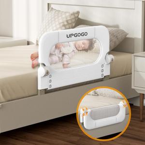 Folding Toddler Bed Rails for Crib,Toddler Bed Guard Rail with Reinforced Anchor Safety System, Bed Rail for Kids Fit, Bunk, (White,33"x23.6")