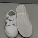 KG Girl Sneakers Non Slip - Fashion Casual Canva Low Top Shoes - White Laceless (Size 6 Toddler)