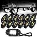 Hovano 12 Pods White Rock Lights 6000K Pure White 36 LEDs SMD Chips Super Bright Neon Underglow Light IP68 Waterproof for Pickup Trucks SUV UTV ATV RZR Car Boats (White)