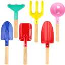 Amazon.com: Beach Toys for Kids, 6Pcs 8'' Kids Gardening Tools Sand Toys Set, Metal Garden Tools with Sturdy Wooden Handle, Cylinder, Spoon, Fork, Rake, Flat & Pointed Shovel, Gifts for Children : Toys & Games