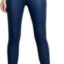 Conceited Luxe Leggings Velvet or Vegan Leather (Large, Navy Blue)