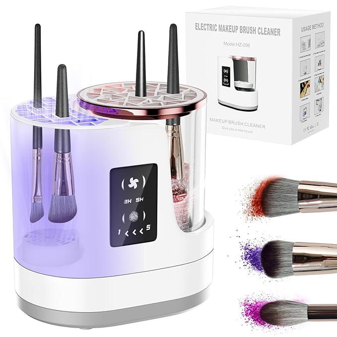 3 IN 1 Electric Makeup Brush Cleaner,Automatic make up brush cleaner machine with Makeup Brush Dryer,Portable USB Deep Cleaning for All Size Beauty Makeup Brush Set,Blush Brush,Sponges