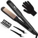 MiroPure 1.5 Inch Flat Iron, Hair Straightener with 30S Fast Heating & 60min Auto Shut-Off, Hair Straightener and Curler 2 in 1 with 3D Ceramic Floating Plates, Black