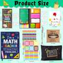 B1ykin Teacher Appreciation Gifts Set - 6pcs Best Teacher Ever Thank You Gifts with PU Notebook, Sticky Notes, Makeup Bag, Bracelet, Pen, Thank You Card for Coworkers Teachers (Math)