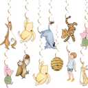 18pcs Winnie Swirl Hanging for Baby Shower Decorations Pre-Strung Classic Winnie Baby Shower and Birthday Decorations