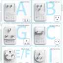 International Power Adapter Set, US to EU/UK/AUS/Japan Universal Travel Adapter- 4 AC Outlets 4 USB Ports (2 USB C), Worldwide Travel Plug Adapter Kit Include Type F/G/I/C/B/A Detachable Charger Plug