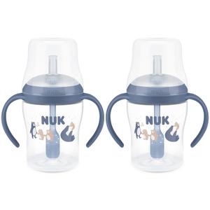 NUK Perfect Match Learner Straw Cup, 5 oz, 2 pack  Soft Straw, Easy-Grip Handles, BPA Free, Spill Proof Transition Sippy Cup (Blue Bears)