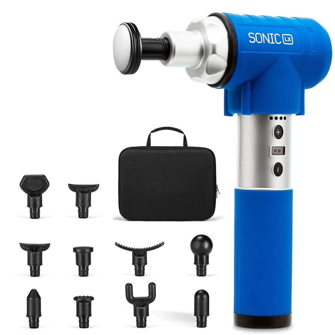 LifePro Sonic LX Professional Personal Massager Gun Percussion Massage Gun with Heat-9 Speeds+10 Attachment Massagers for Neck and Back -Massage Gun Deep Tissue Muscle Massage Gun for Athletes