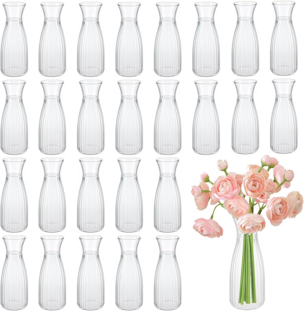 24 Pack Plastic Vases, 7 inch Clear Small Acrylic Flower Vase in Bulk Unbreakable Plastic Vases for Centerpiece Home Table Wedding Decor