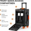 24Inch All Aluminum Checked Luggage with Laptop Compartment, Black