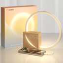 Vivilumens Sunrise Alarm Clock for Heavy Sleepers Adults, Wake-up Light, Sleep Aid 10 White Noise Sound Machines with 30/60/90 Timer, 3 Level Dimmable Touch Table Lamp with Snooze USB Charger Port (Wood Grain)