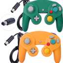 ONE250 2 Pack Classic Shock Joypad Wired Controller, Compatible with Wii NGC Gamecube Game Cube (Green & Yellow)